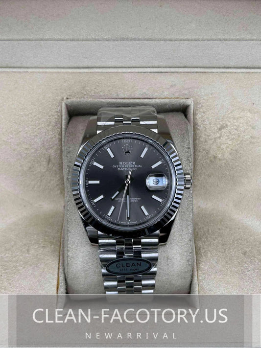 Clean Factory Datejust 41mm Jubilee Grey Dial, White Gold Fluted Bezel, 904L Steel, Best Edition 3235 Movement