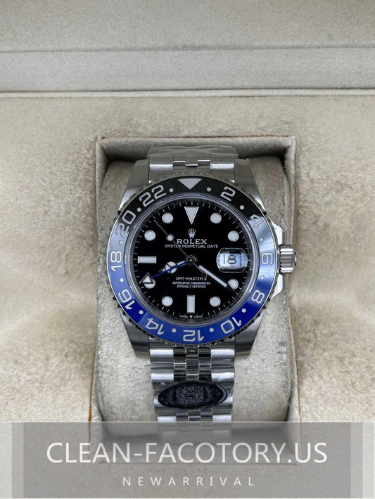 Clean Factory GMT Master II 126710BLNR Jubilee, “BATMAN”BlackBlue Ceramic Bezel, 904L Steel, Best Edition 3285 Movement