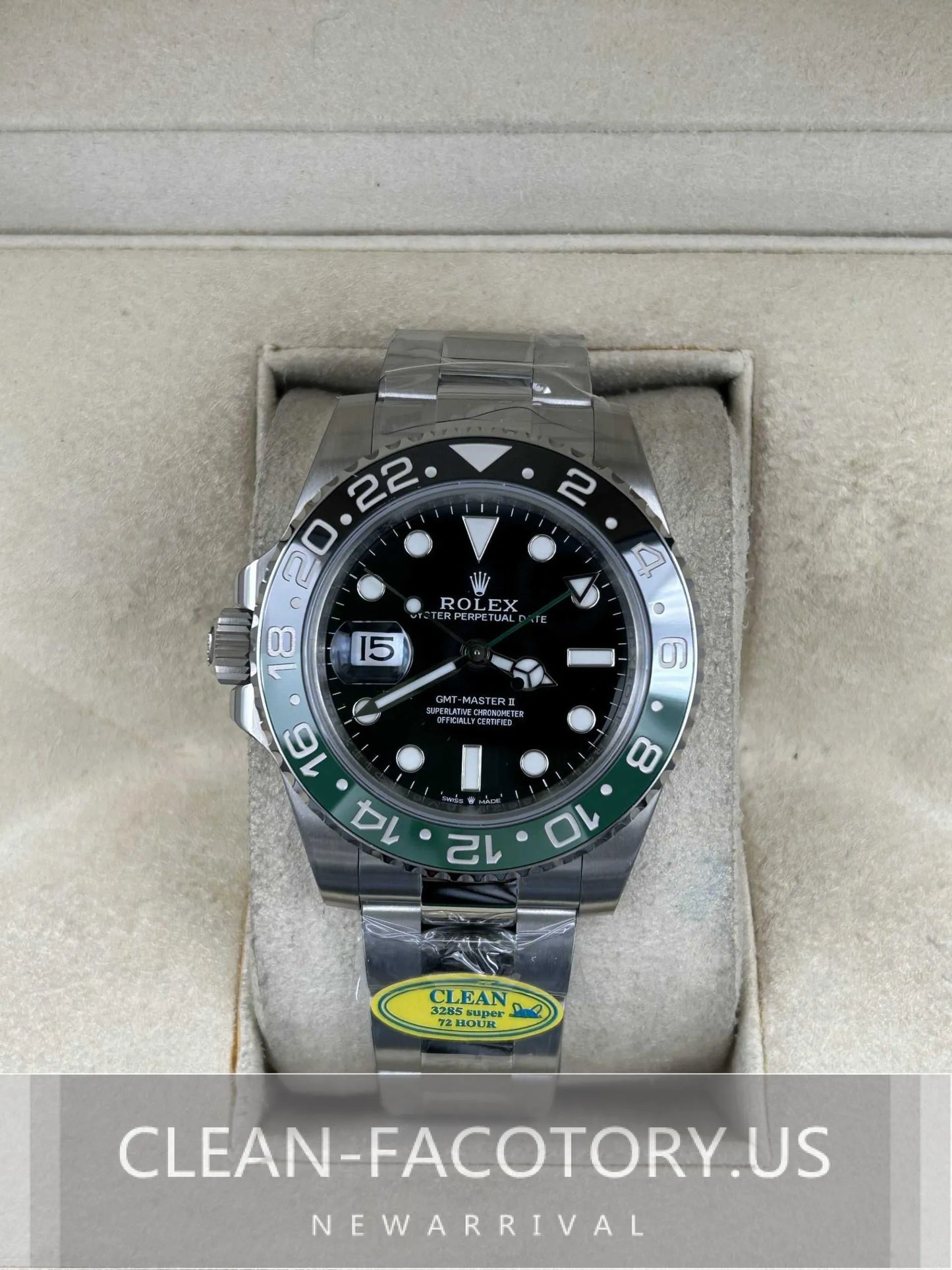 Clean Factory GMT Master II Left Handed 126720VTNR Oyster, “Green Lantern”BlackGreen Ceramic Bezel, 904L Steel, Best Edition 3285 Movement