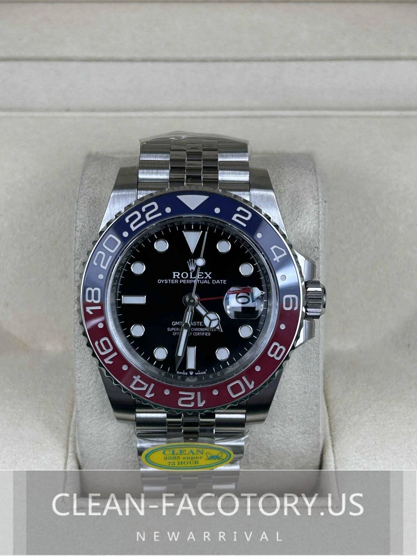 Clean Factory GMT Master II 126710BLRO Jubilee, “Pepsi”RedBlue Ceramic Bezel, 904L Steel, Best Edition 3285 Movement