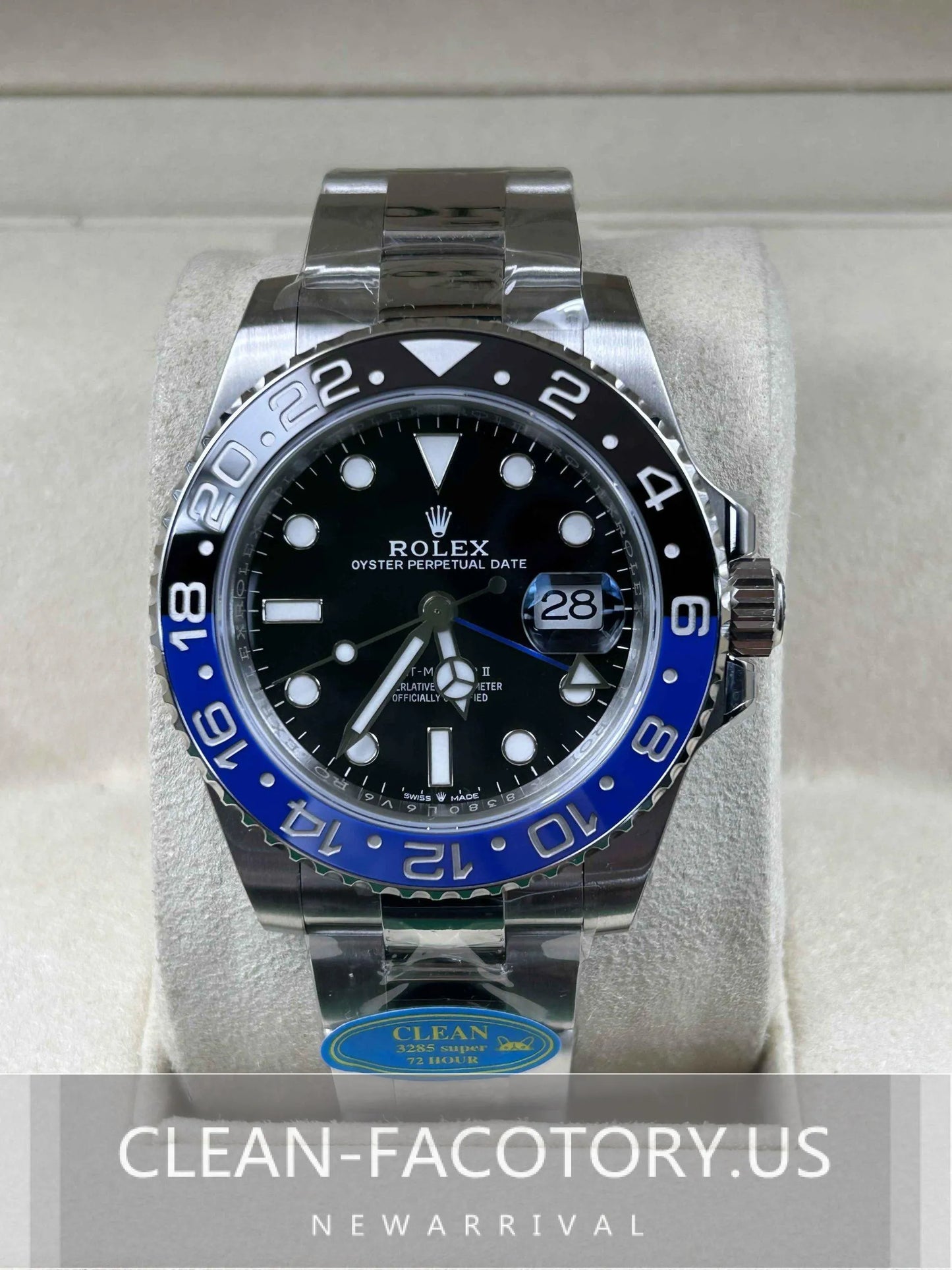 Clean Factory GMT Master II 126710BLNR Oyster, “BATMAN”BlackBlue Ceramic Bezel, 904L Steel, Best Edition 3285 Movement