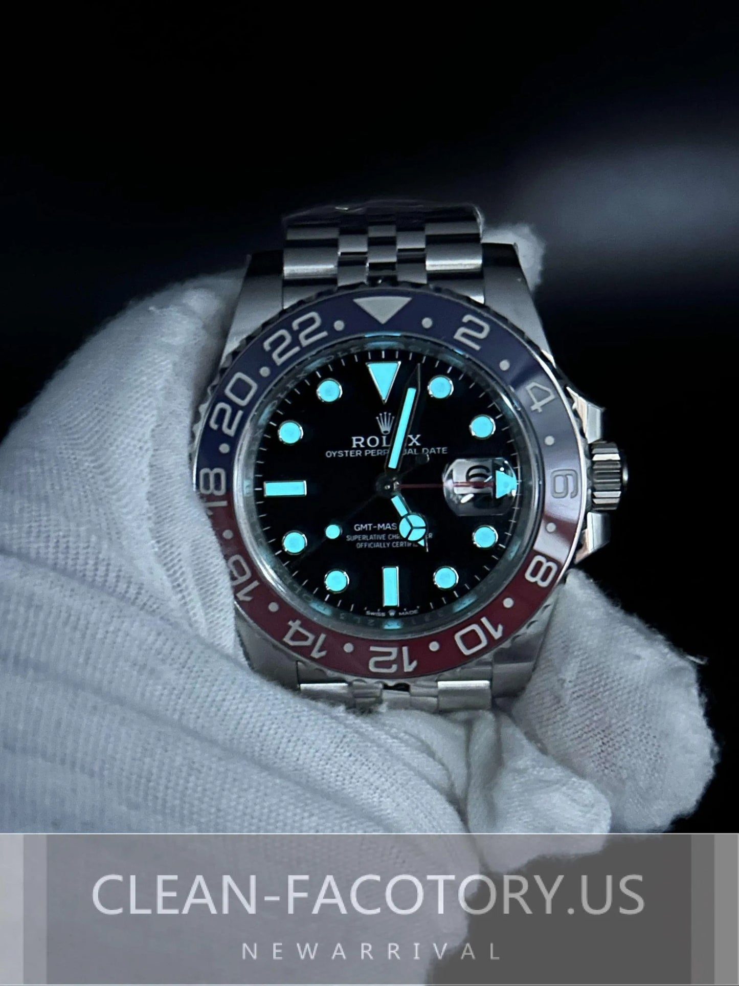 Clean Factory GMT Master II 126710BLRO Jubilee, “Pepsi”RedBlue Ceramic Bezel, 904L Steel, Best Edition 3285 Movement