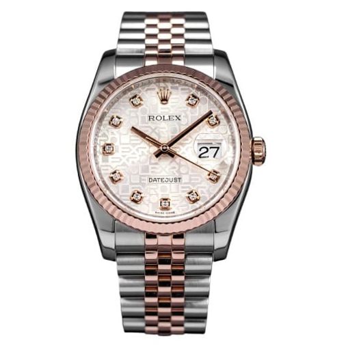 DateJust 116231 Diamond Demi Rose Gold Fond Beige