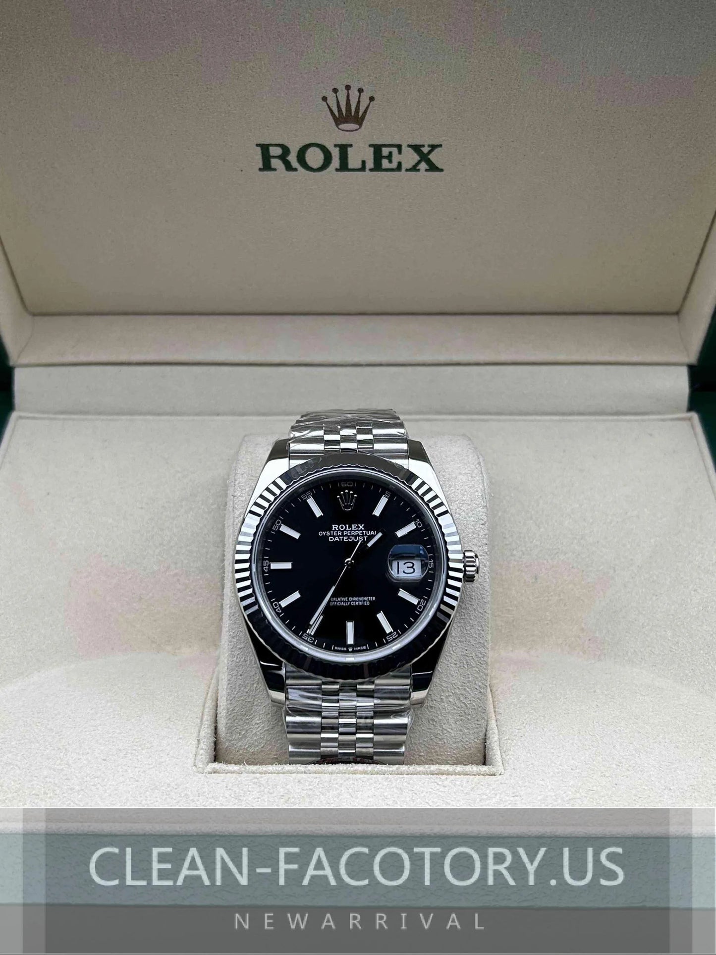 Clean Factory Datejust 41mm Jubilee Black Dial, White Gold Fluted Bezel, 904L Steel, Best Edition 3235 Movement