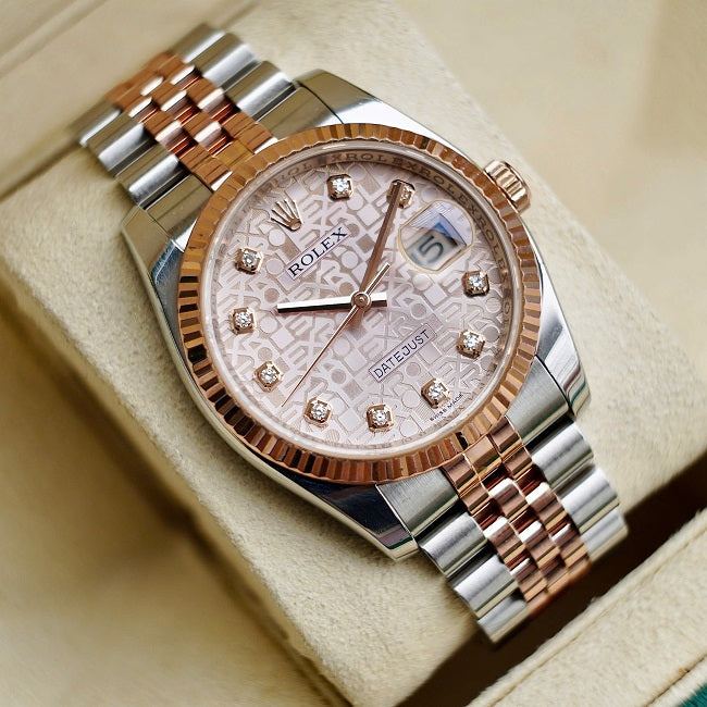 Datejust 116231 Demi Rose Gold Fond Rose