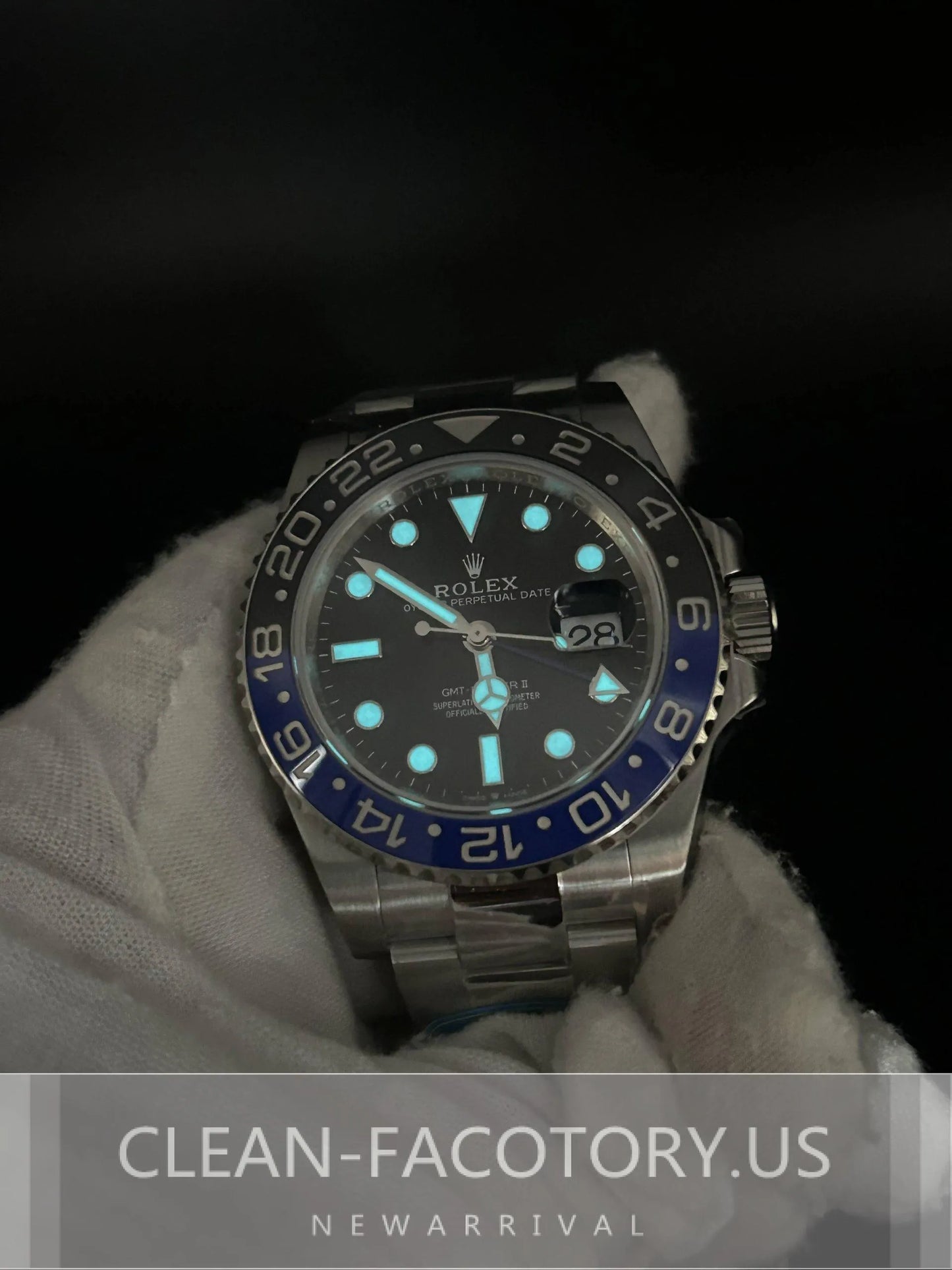 Clean Factory GMT Master II 126710BLNR Oyster, “BATMAN”BlackBlue Ceramic Bezel, 904L Steel, Best Edition 3285 Movement