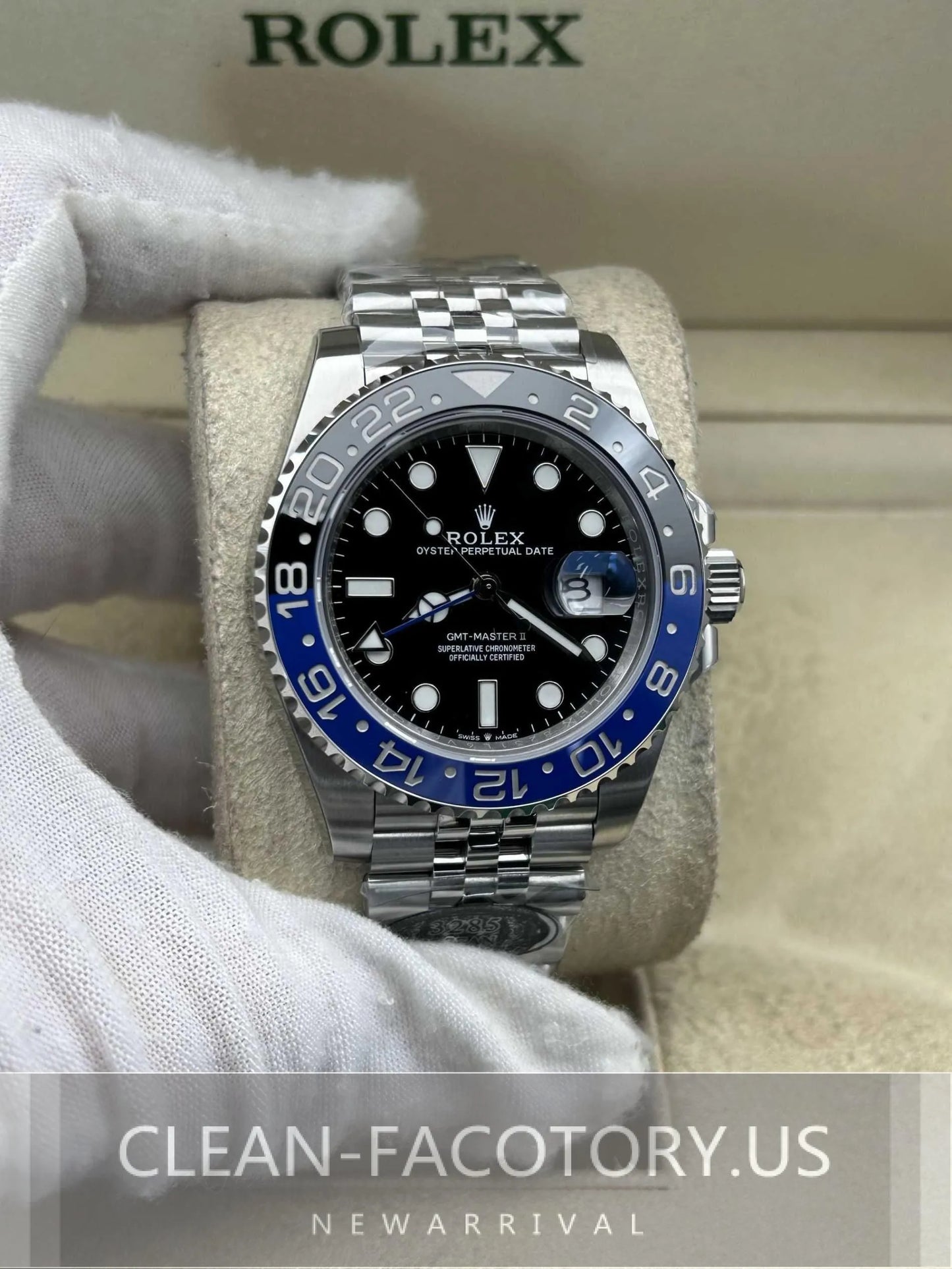 Clean Factory GMT Master II 126710BLNR Jubilee, “BATMAN”BlackBlue Ceramic Bezel, 904L Steel, Best Edition 3285 Movement