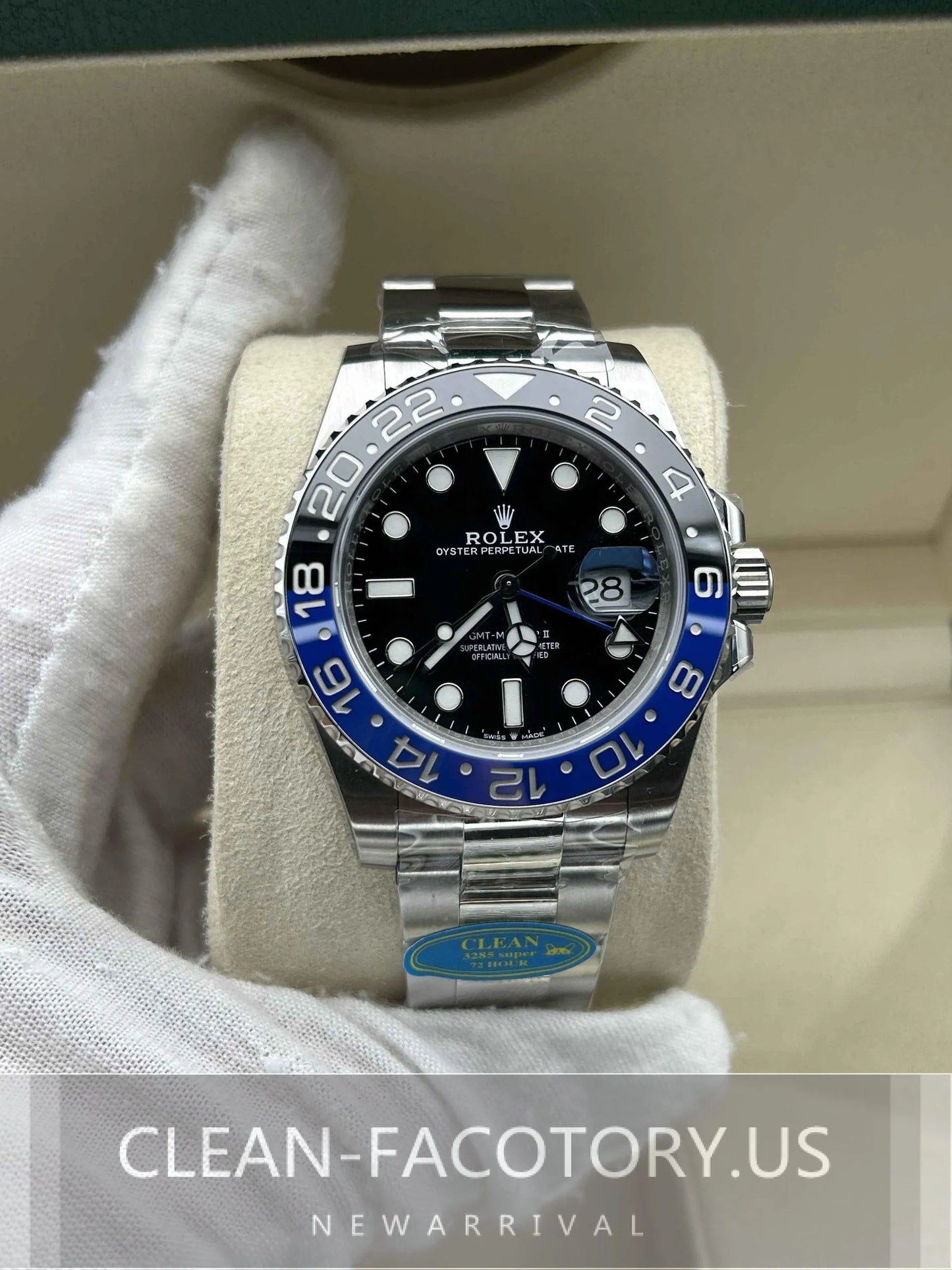 Clean Factory GMT Master II 126710BLNR Oyster, “BATMAN”BlackBlue Ceramic Bezel, 904L Steel, Best Edition 3285 Movement