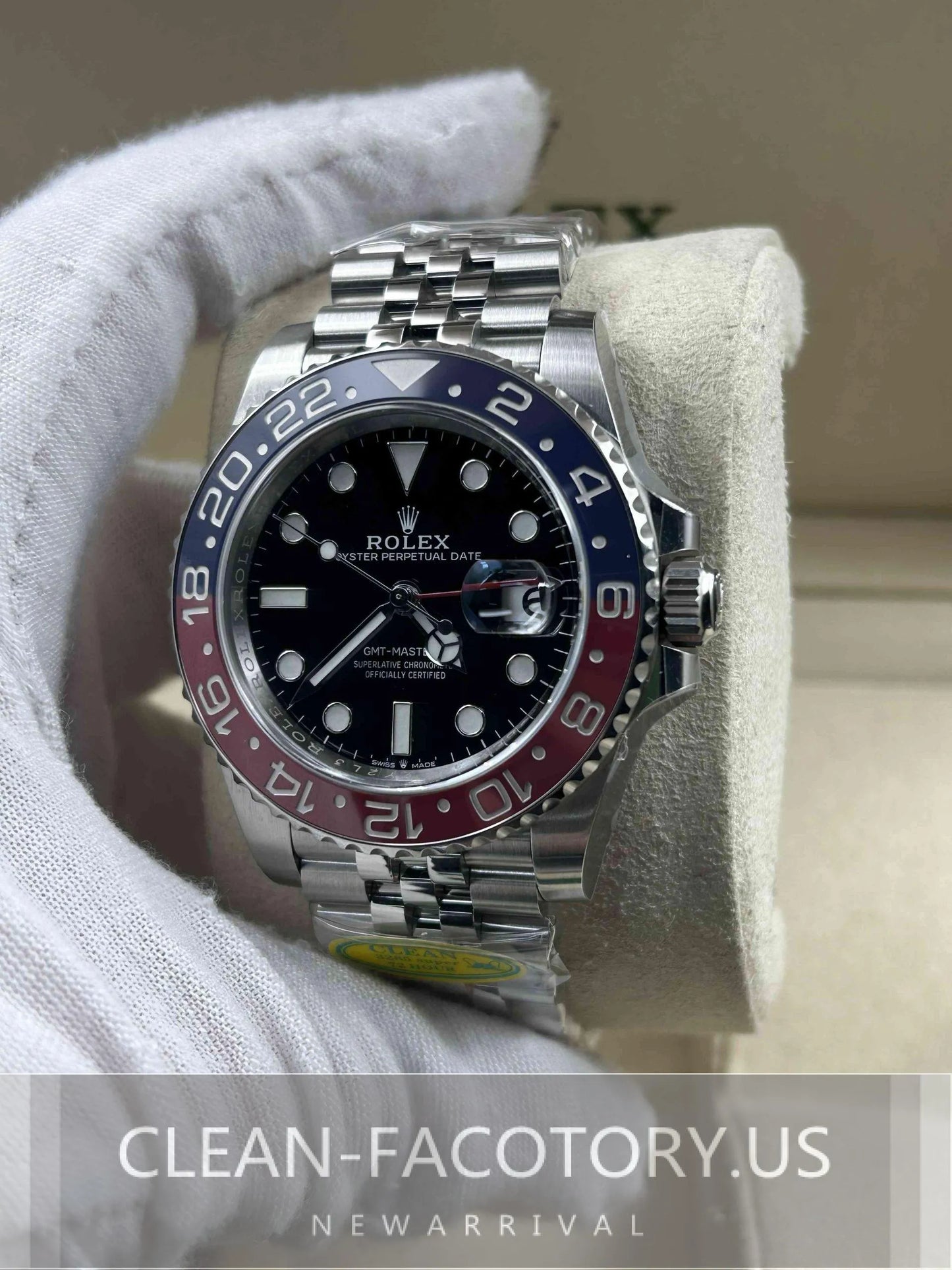 Clean Factory GMT Master II 126710BLRO Jubilee, “Pepsi”RedBlue Ceramic Bezel, 904L Steel, Best Edition 3285 Movement