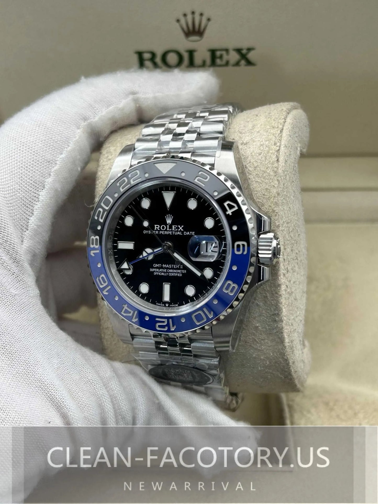 Clean Factory GMT Master II 126710BLNR Jubilee, “BATMAN”BlackBlue Ceramic Bezel, 904L Steel, Best Edition 3285 Movement