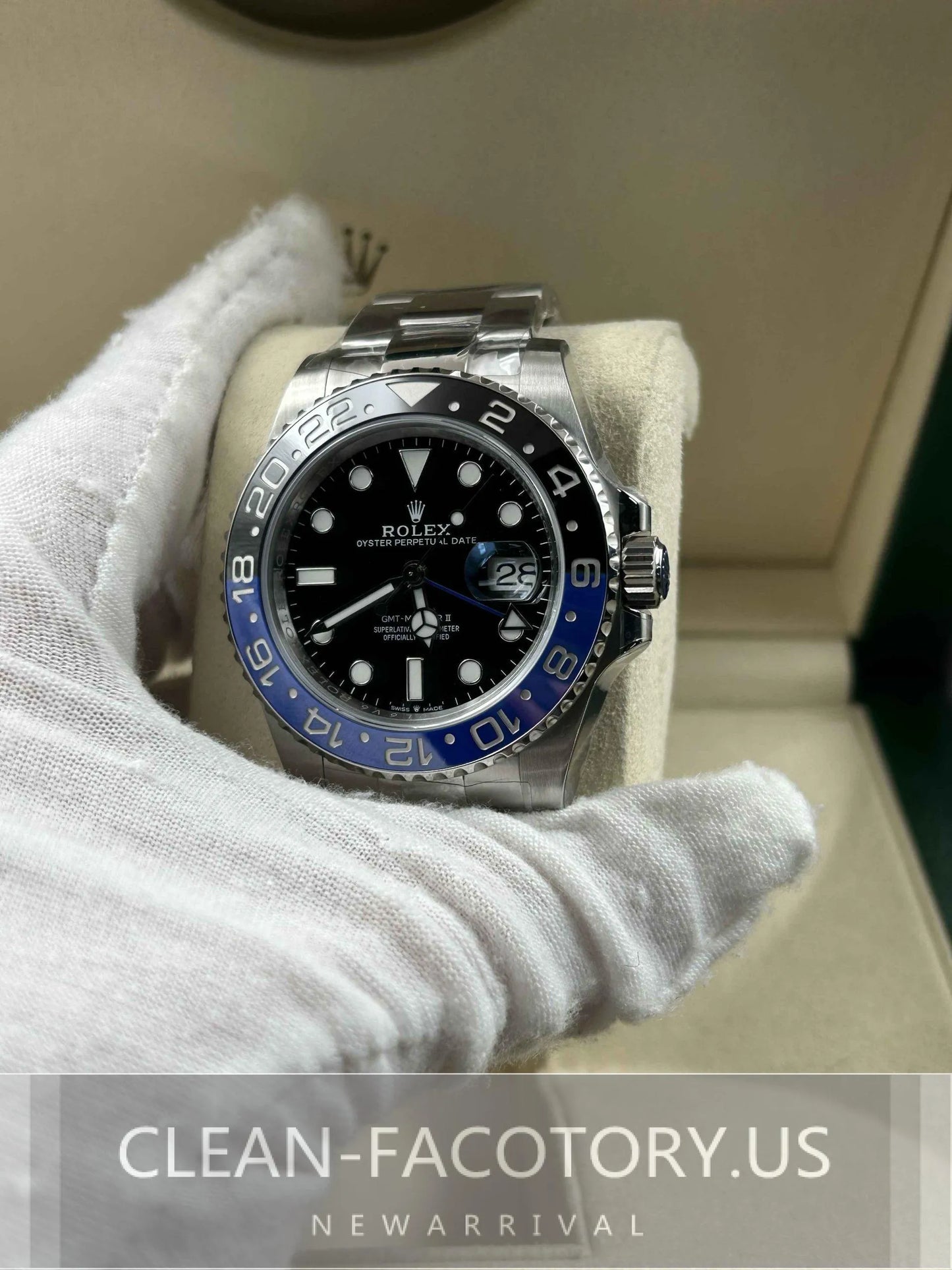 Clean Factory GMT Master II 126710BLNR Oyster, “BATMAN”BlackBlue Ceramic Bezel, 904L Steel, Best Edition 3285 Movement