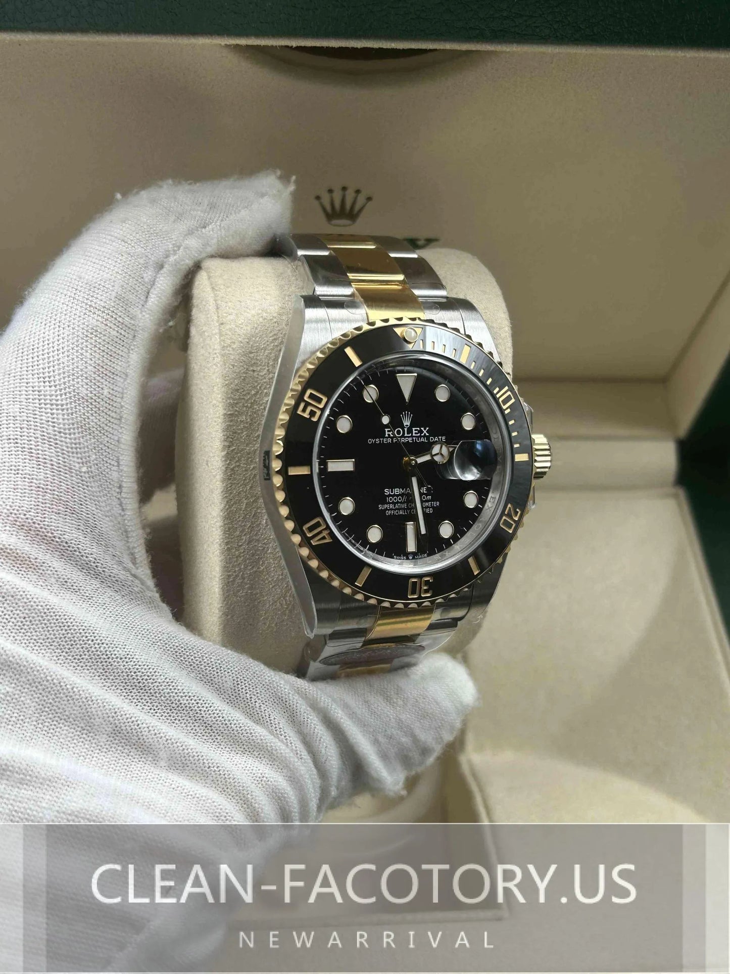 Clean Factory Submariner 126613LN 41mm Two Tone Gold, Black Dial, Ceramic Bezel, Gold Wrap 904L Steel, Best Edition 3235 Movement