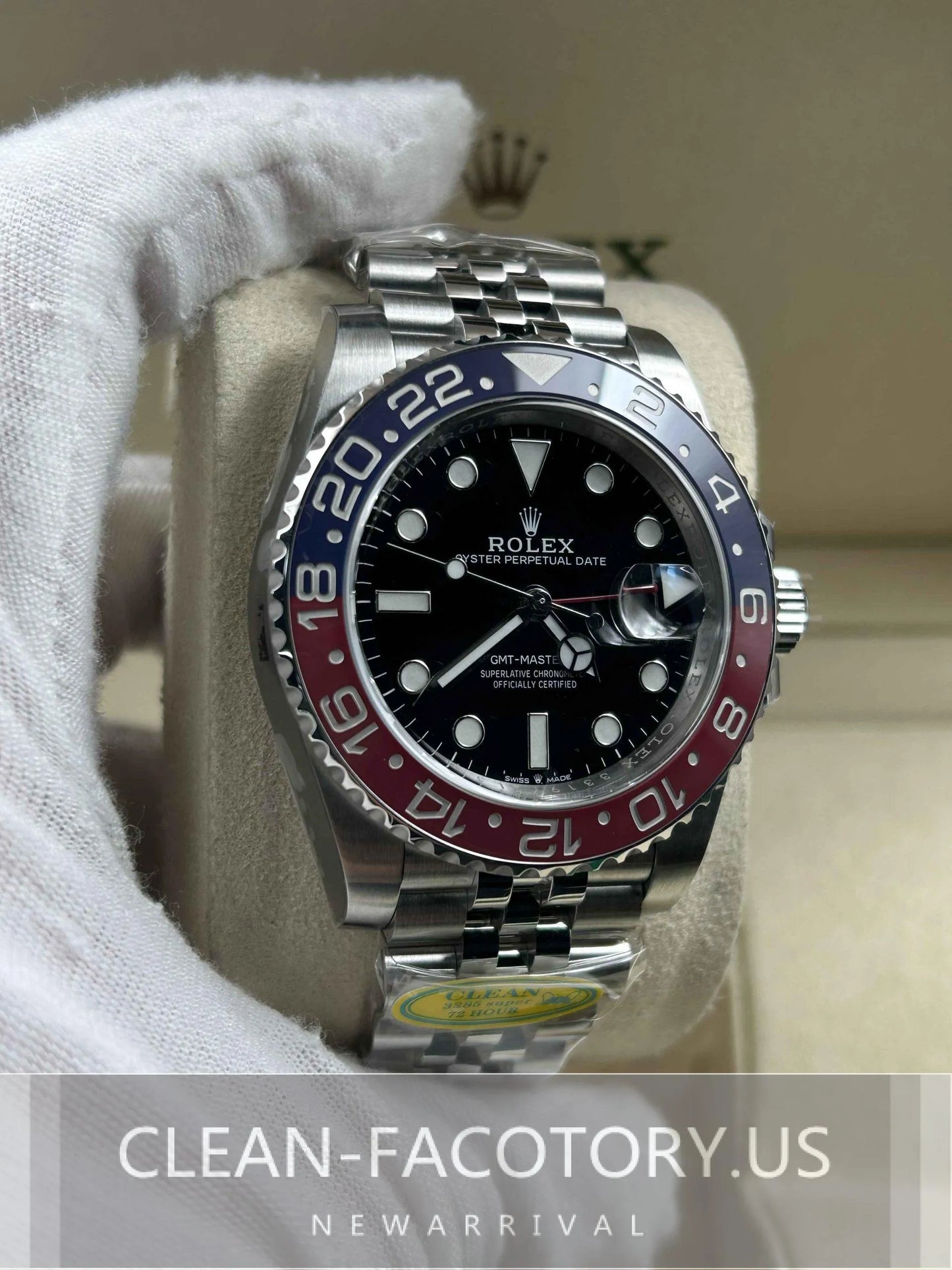 Clean Factory GMT Master II 126710BLRO Jubilee, “Pepsi”RedBlue Ceramic Bezel, 904L Steel, Best Edition 3285 Movement