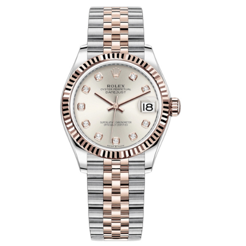 Datejust Two-tone fond argenté rose gold  (chiffres en diamant) 36mm