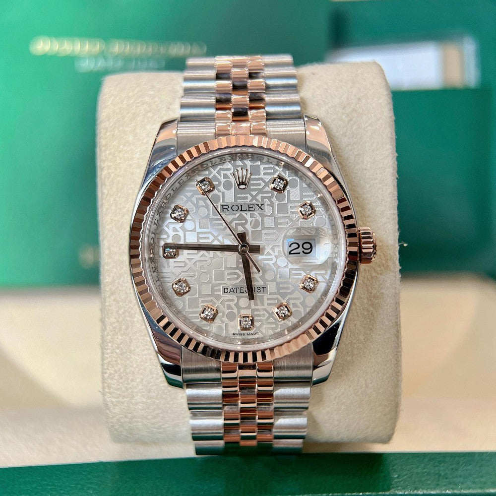 DateJust 116231 Diamond Demi Rose Gold Fond Beige