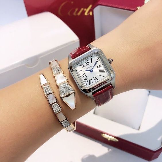 CARTIER SANTOS BORDEAUX PETIT MODÈLE