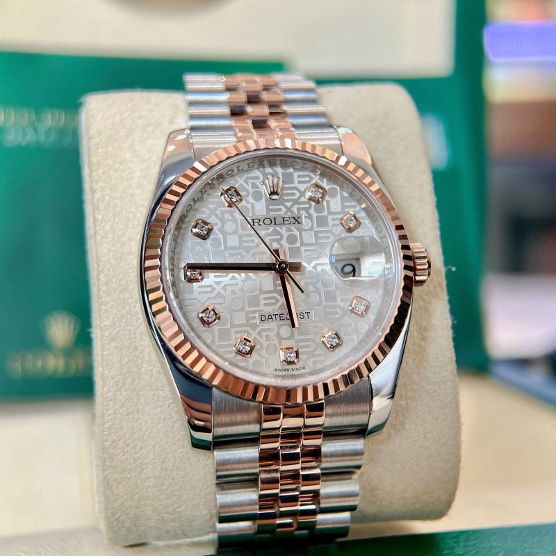 DateJust 116231 Diamond Demi Rose Gold Fond Beige