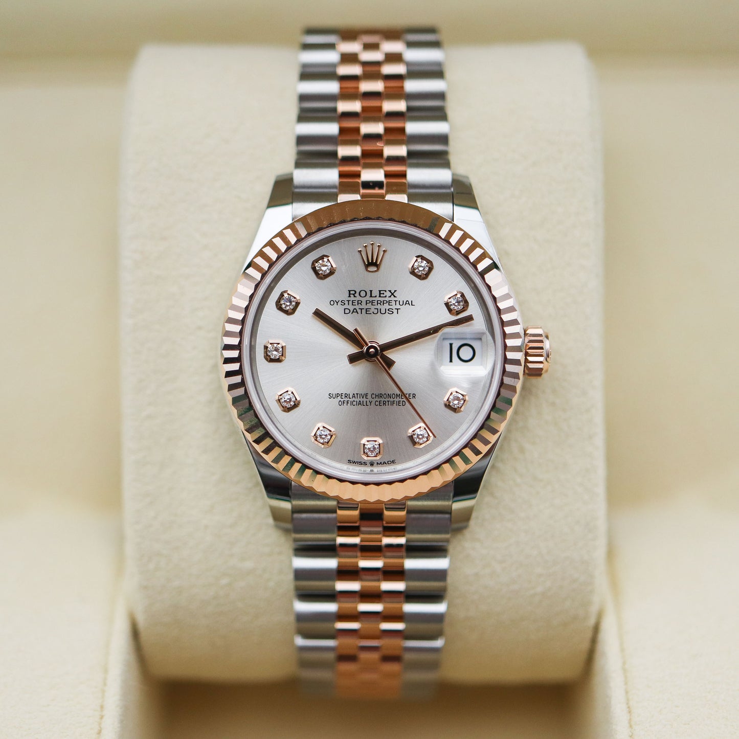 Datejust Two-tone fond argenté rose gold  (chiffres en diamant) 36mm