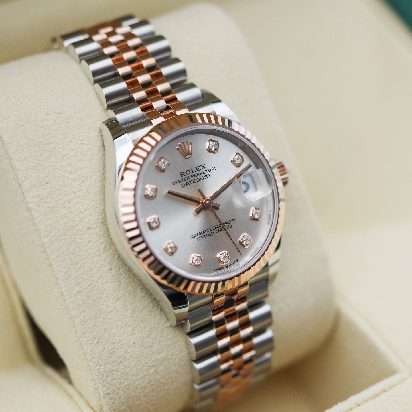 Datejust Two-tone fond argenté rose gold  (chiffres en diamant) 36mm