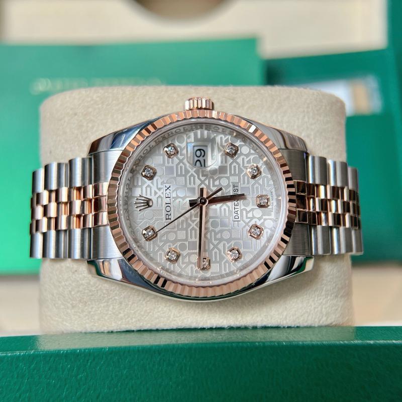 DateJust 116231 Diamond Demi Rose Gold Fond Beige